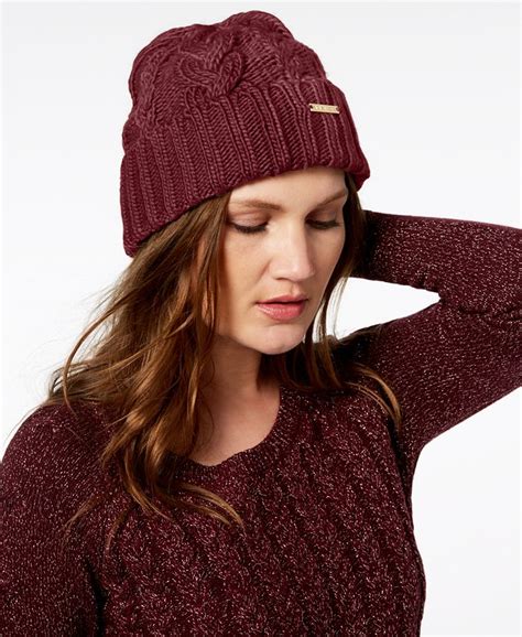 MICHAEL Michael Kors Pointelle Cable Cuff Beanie, Created for 